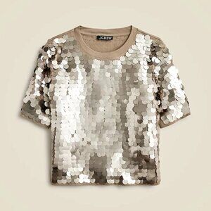J.crew Collection sequin-embellished T-shirt bronze XS NWT